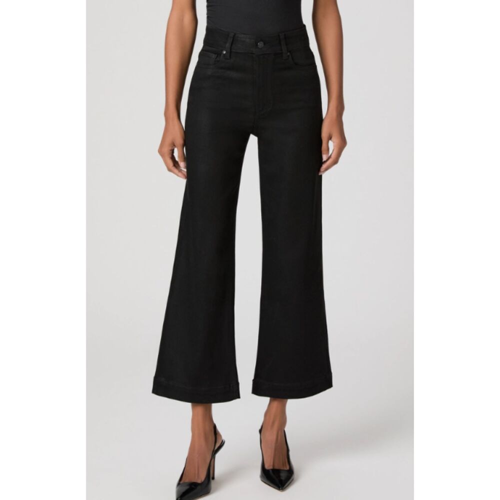 PAIGE Anessa Wide Leg Jean Black Fog Luxe Coating 31